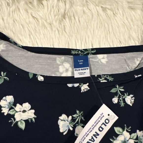 Old Navy womens NWT 4X blue floral Luxe tee short sleeve prairie boho timeless - Picture 7 of 13